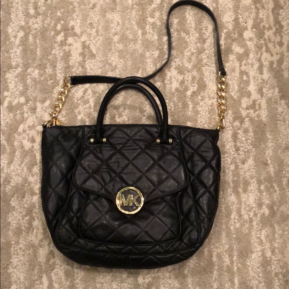 Michael Kors large leather quilted cross body bag
